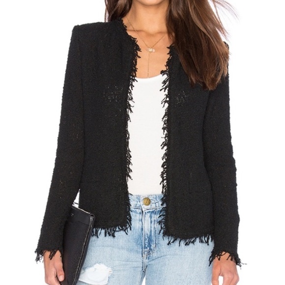 IRO Jackets & Blazers - IRO Shavani Jacket Fringe Blazer Fray Hem Black 38 Medium 6